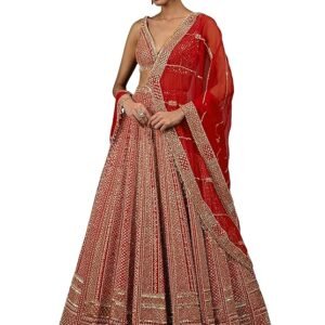 red lehenga