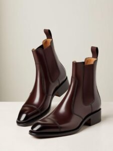 brown outfit chelsea men boots