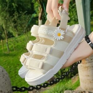 chic daisy flowers platform sandals beige, 38