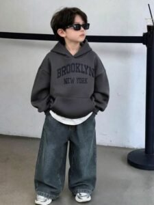 devoluciones gratis ✓ envíos gratis✓ shein conjunto de estilo coreano holgado de niños, sudadera con capucha combinada con jeans de moda conjuntos para niños pequeños en shein