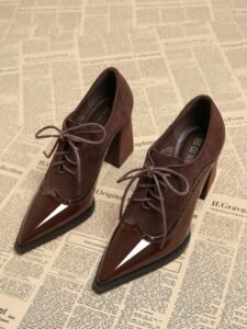 elegant minimalist fashion women's shoes, brown…