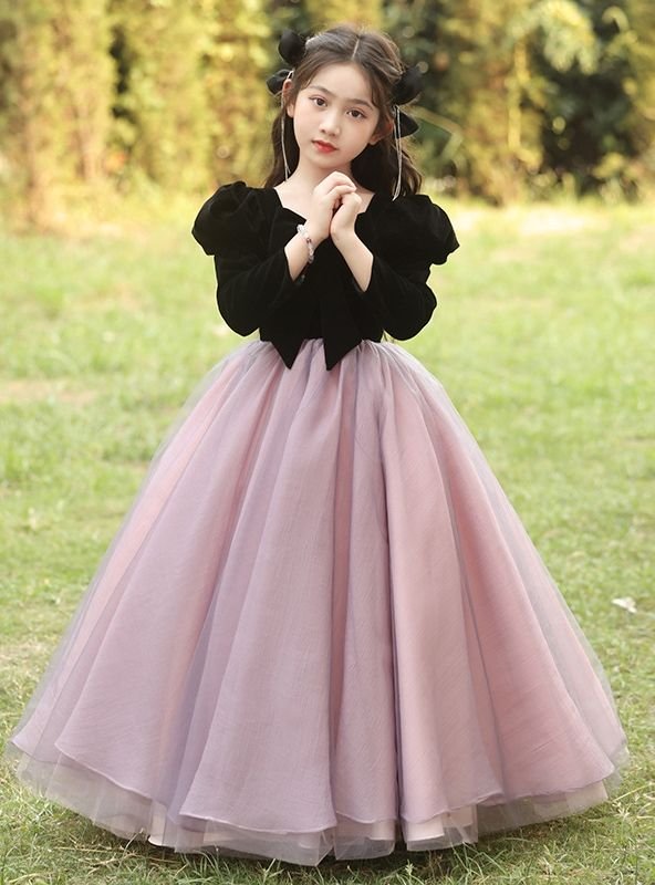 In Stock Ship In 48 Hours Black Velvet Flower Girl Dress
