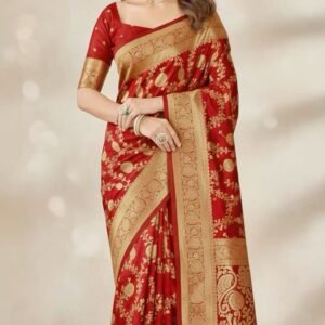 Red banarasi saree under ₹2000 | elegant & stylish look