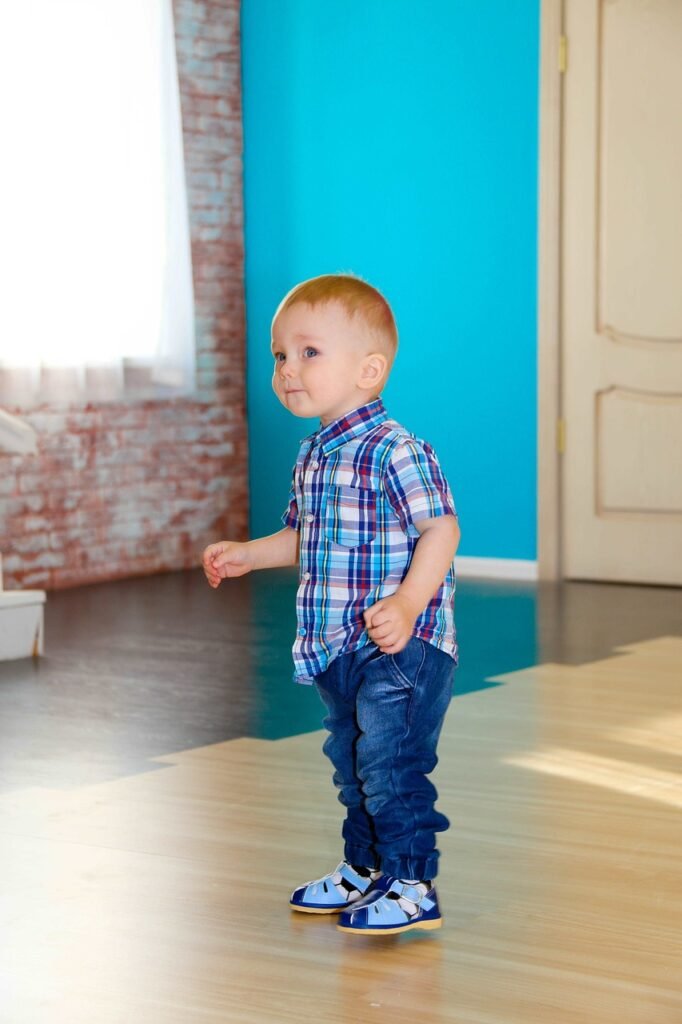toddler, kid, denim, casual, outfit, standing, cute