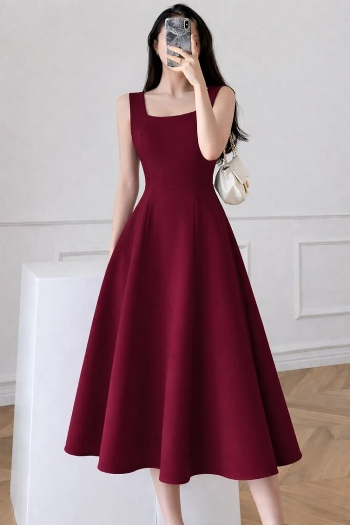 ✨ Elegant Fit Flare Sleeveless Dress ✨ Designed… 683x1024