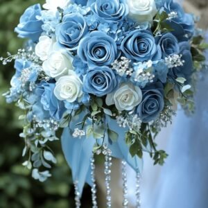 Elegant long stem bridal bouquet