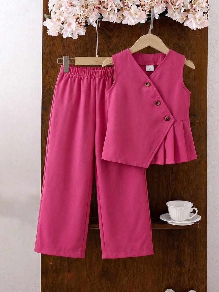chic sleeveless two piece set for girls