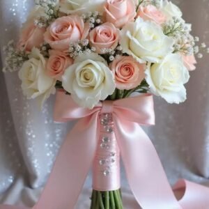 Beautiful rose Bouquet with Ribbon
