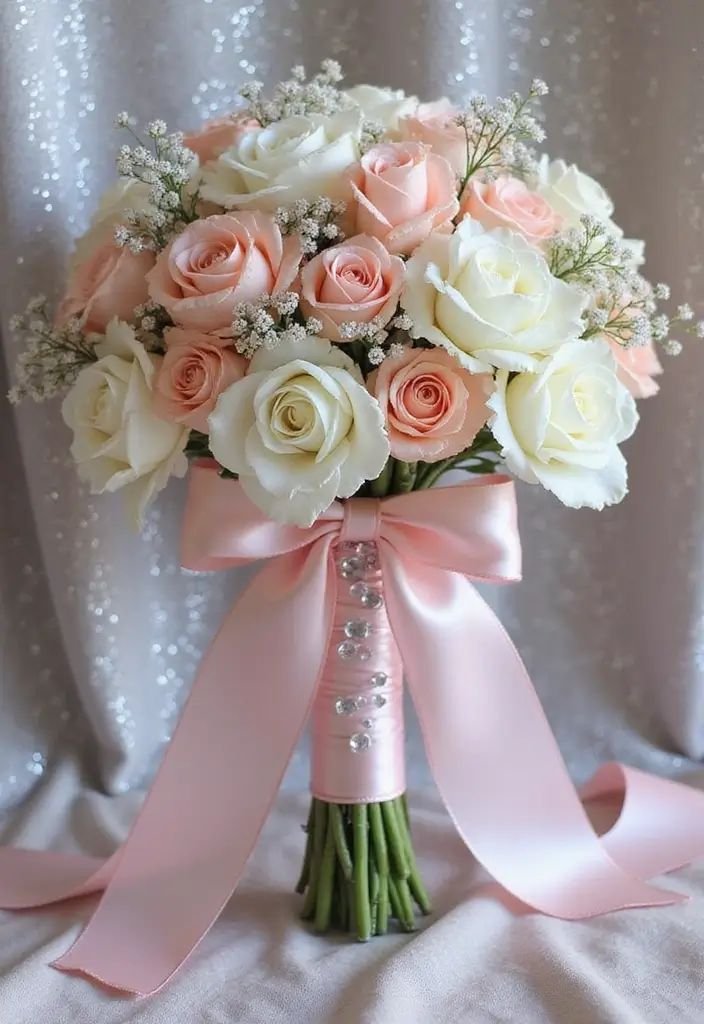 Beautiful rose Bouquet with Ribbon
