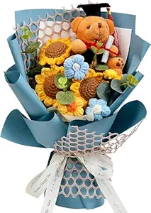 big sky blue sunflower with the beautiful teddy bouquet – adorable floral gift for special occasions