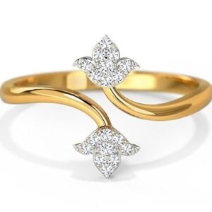 heer collection cubic zirconia adjustable golden lotus design ring
