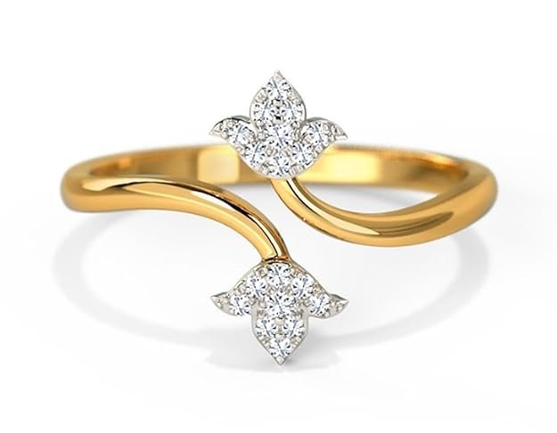 Heer Collection Cubic Zirconia Adjustable Golden Lotus Design Ring ...