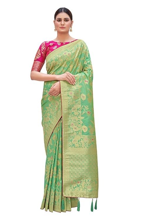 lastest monjolika fashion women's banarasi pure kanjivaram style silk saree with blouse piece for wedding lastest monjolika fashion women's banarasi pure kanjivaram style silk saree with blouse piece for wedding