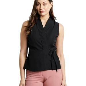symbol premium women solid sleeveless wrap top