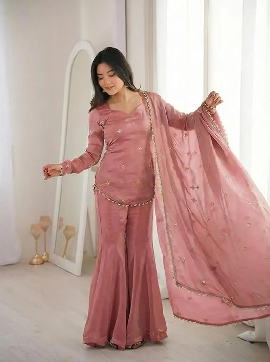 kurti sharara dupatta set for women | elegant ethnic wear kurti sharara dupatta set for women | elegant ethnic wear