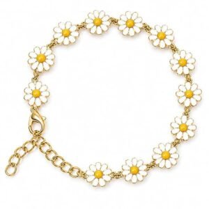 korean style daisy flower charm bracelet for women & girls | adjustable gold plated floral bracelet | premium lightweight fashion jewelry