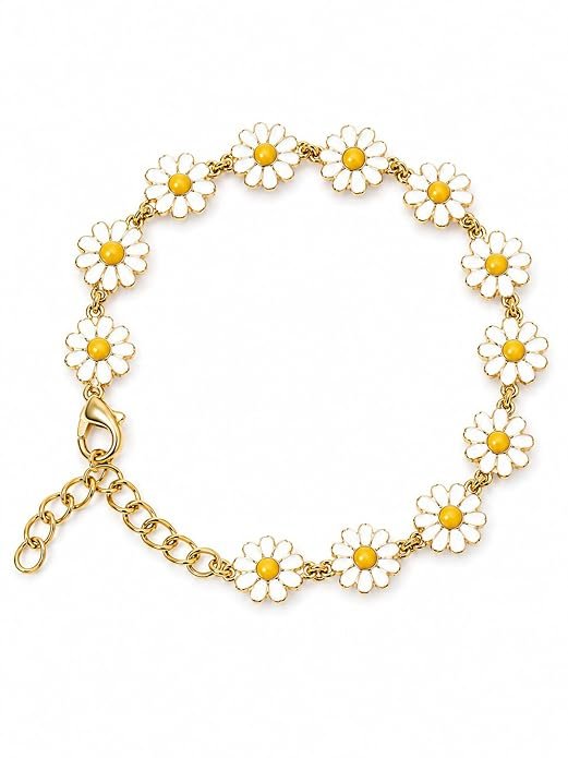 korean style daisy flower charm bracelet for women & girls | adjustable gold plated floral bracelet | premium lightweight fashion jewelry korean style daisy flower charm bracelet for women & girls | adjustable gold plated floral bracelet | premium lightweight fashion jewelry