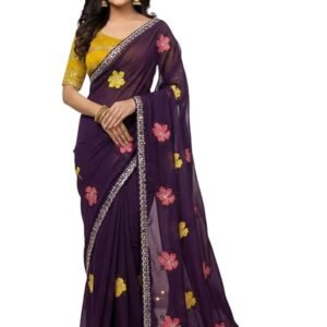star georgette saree with sequin embroidery work and embroidered blouse