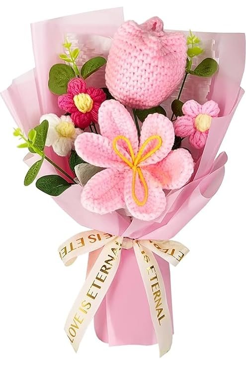 VRB Dec 1pcs Artificial Crochet Flower Bouquet colourful bouquet