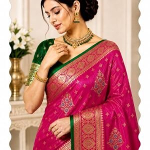 women's glory fancy banarasi kajiwara soft silk saree with embroidery design and zari border.