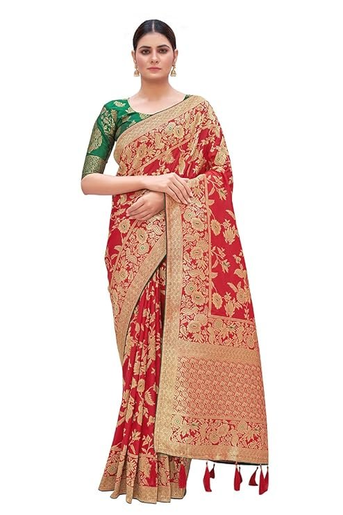 lastest monjolika fashion women's banarasi pure kanjivaram style silk saree with blouse piece for wedding lastest monjolika fashion women's banarasi pure kanjivaram style silk saree with blouse piece for wedding