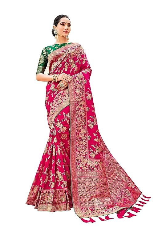 monjolika fashion women's banarasi pure kanjivaram style silk saree with blouse piece for wedding monjolika fashion women's banarasi pure kanjivaram style silk saree with blouse piece for wedding