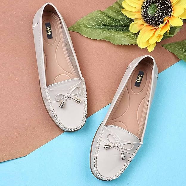 shoetopia women's stylish casual loafers | comfortable slip on flat shoes with bow design & soft sole for daily footwear shoetopia women's stylish casual loafers | comfortable slip on flat shoes with bow design & soft sole for daily footwear
