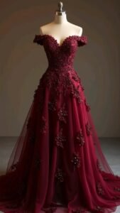 burgundy debs dress dark red ballgown elegance