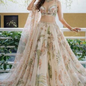 pastel floral lehenga