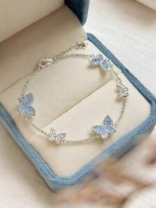 exquisite luxurious blue butterfly crystal bracelet for teen girls, summer 2025 new fashion jewelry