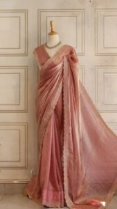 fendi saree with lotus swarovski border