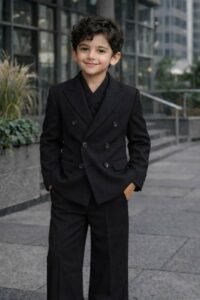 jungen schwarz zweireiher anzug kinder hochzeit outfit, formale blazer set, ring träger anzug kleinkind party klage klassische elegante kinder abendgarderobe