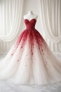 luxury red ombre ball gown – couture bridal dress, elegant designer wedding gown (1)