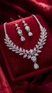 marquise cut cubic zirconia leaf and teardrop bridal jewelry set