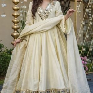 mirror work anarkali suit