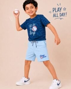 nino togs boys typographic shorts and t shirt set (navy)