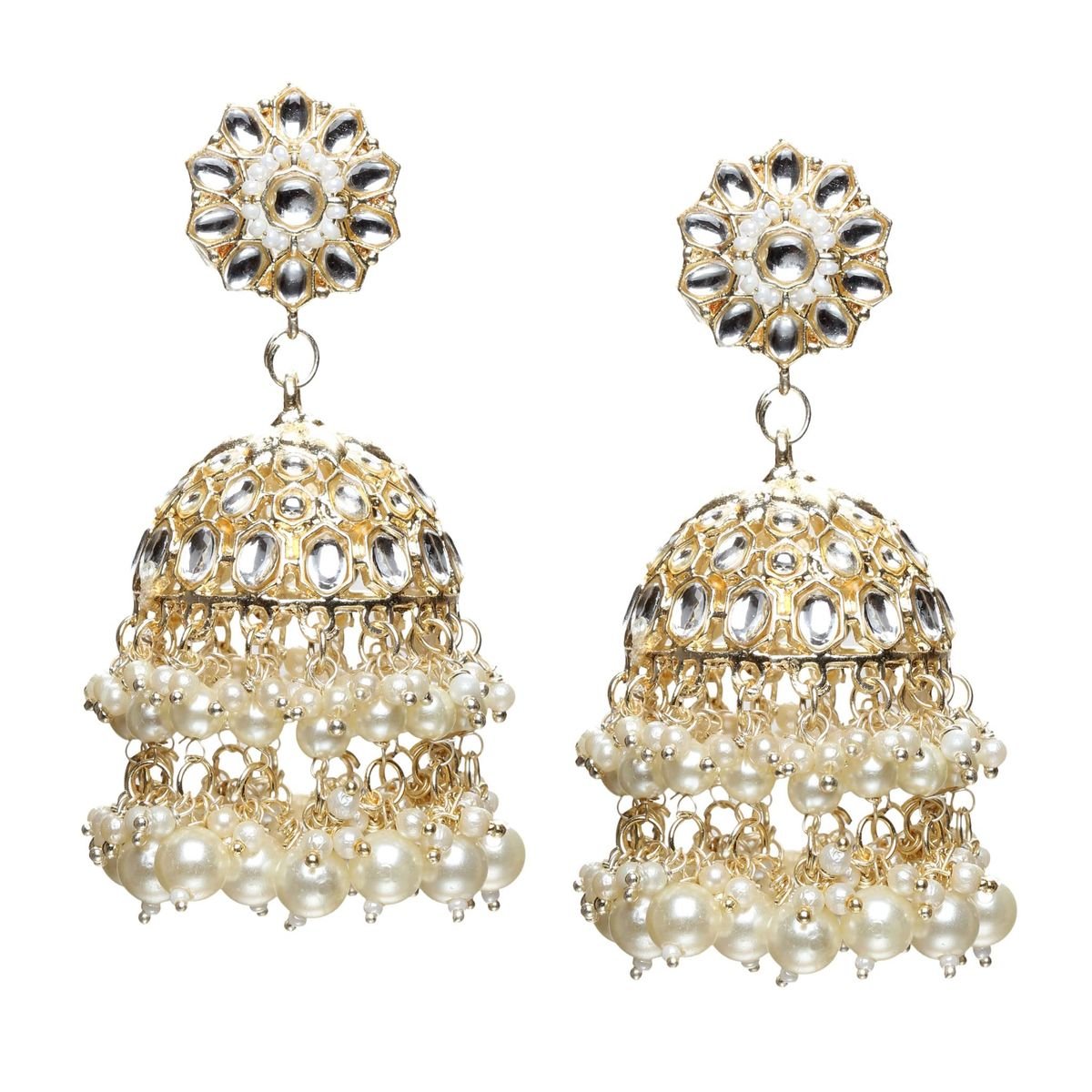 gold tone kundan traditional jhumka earring for women zpfk16735 gold tone kundan traditional jhumka earring for women zpfk16735