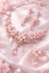 pink cherry blossom jewelry set floral bridal accessories ✨a fairy tale in jewelry form