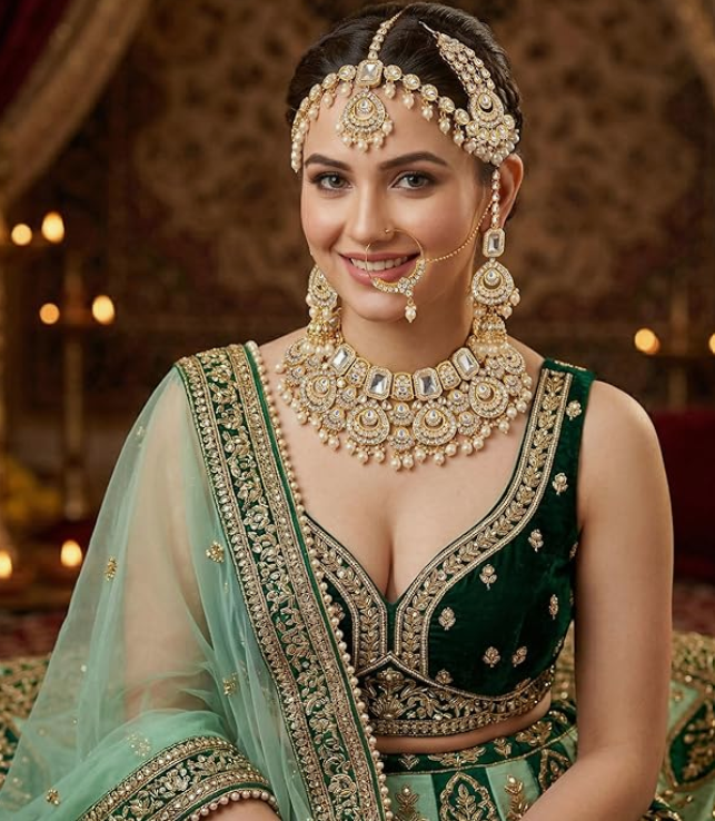 gold plated bridal jewelry set for girls & women bridal jewelry set