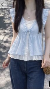 soft girl blue top outfit 🩵✨ cute pinterest fashion