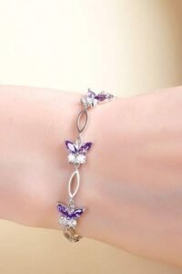 sterling silver purple butterfly bracelet