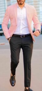 stylish designer partywear new 2 piece pink coat with black pant for men etsy