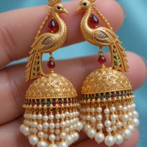 gold tone kundan traditional jhumka earring for women zpfk16735
