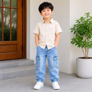unisex celana cargo anak celana panjang jeans anak usia 2 8 tahun bahan jeans tebal