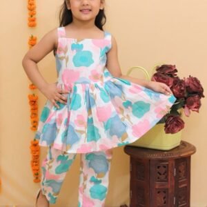 kids ethnic frock & pajama set