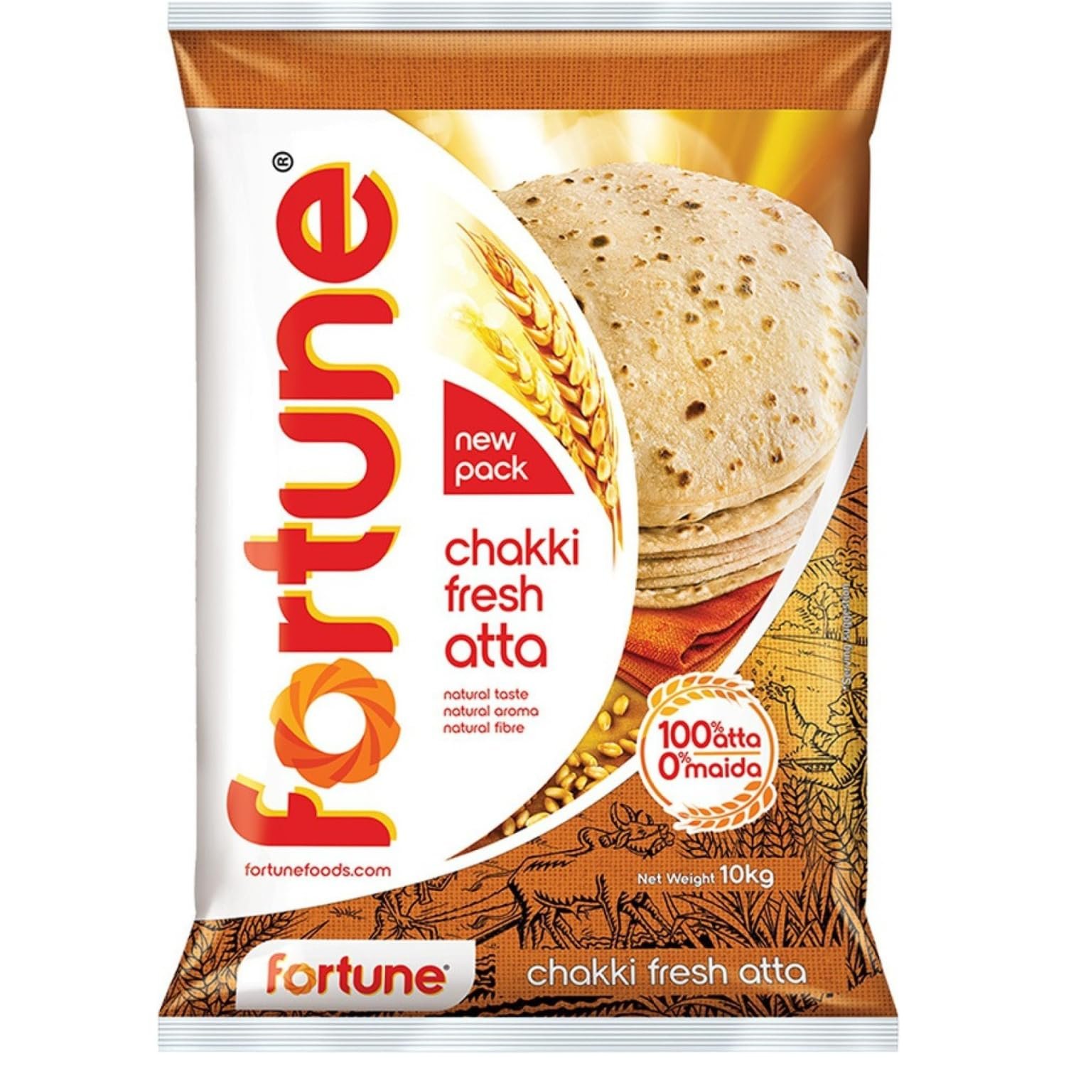fortune chakki fresh atta, 10 kg, 100% atta 0% maida Fortune Whole Wheat Atta 5kg