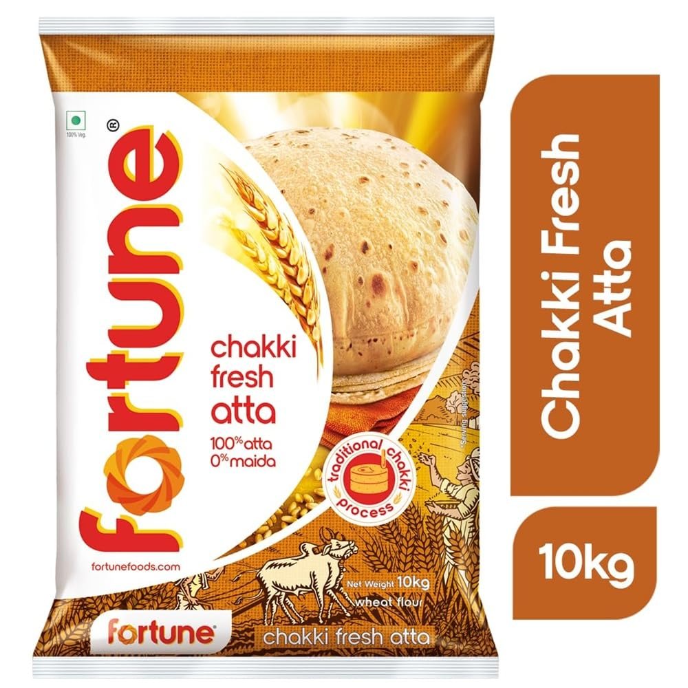 fortune chakki fresh atta, 10 kg, 100% atta 0% maida Fortune Chakki Fresh Atta 5kg