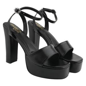 women’s block heel sandals – platform party heels with ankle strap | stylish dress sandals for weddings & evening