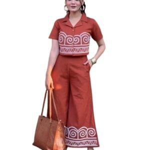 Women Embroidered Cotton Co-Ord Set with Palazzo
