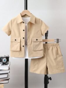 Boys Casual Cargo Shirt & Shorts Co-Ord Set boys cargo shirt and shorts set